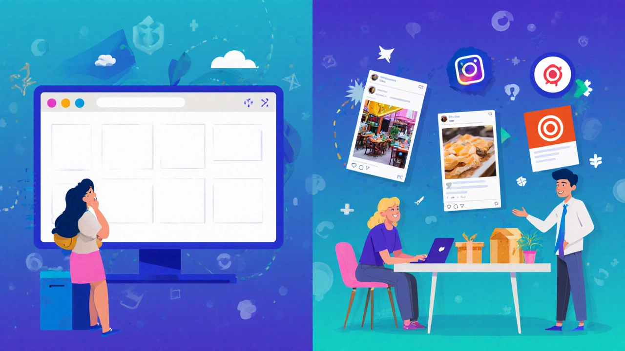 Два образа одного человека: слева — сомнения перед пустым портфолио, справа — уверенность с реальными проектами для клиентов.