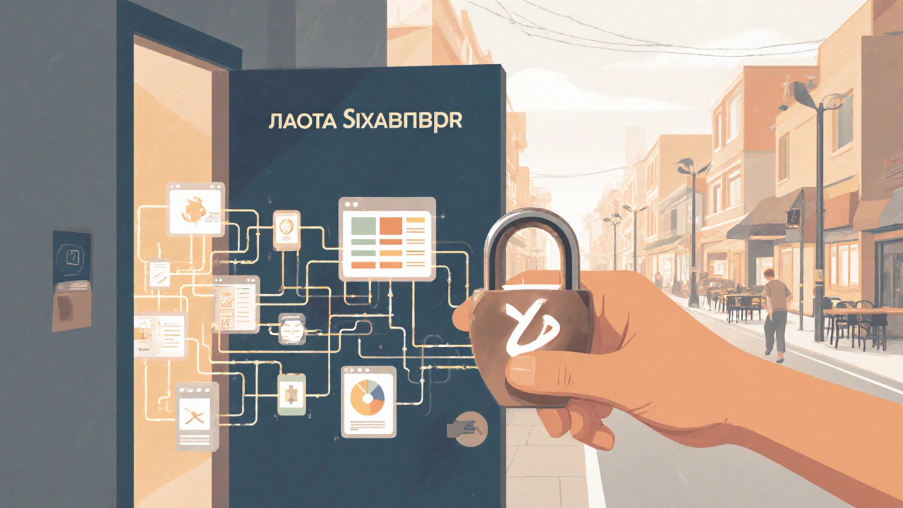 Рука держит ключ в форме логотипа, открывающий дверь к миру малого бизнеса с дизайном в соцсетях и упаковке.