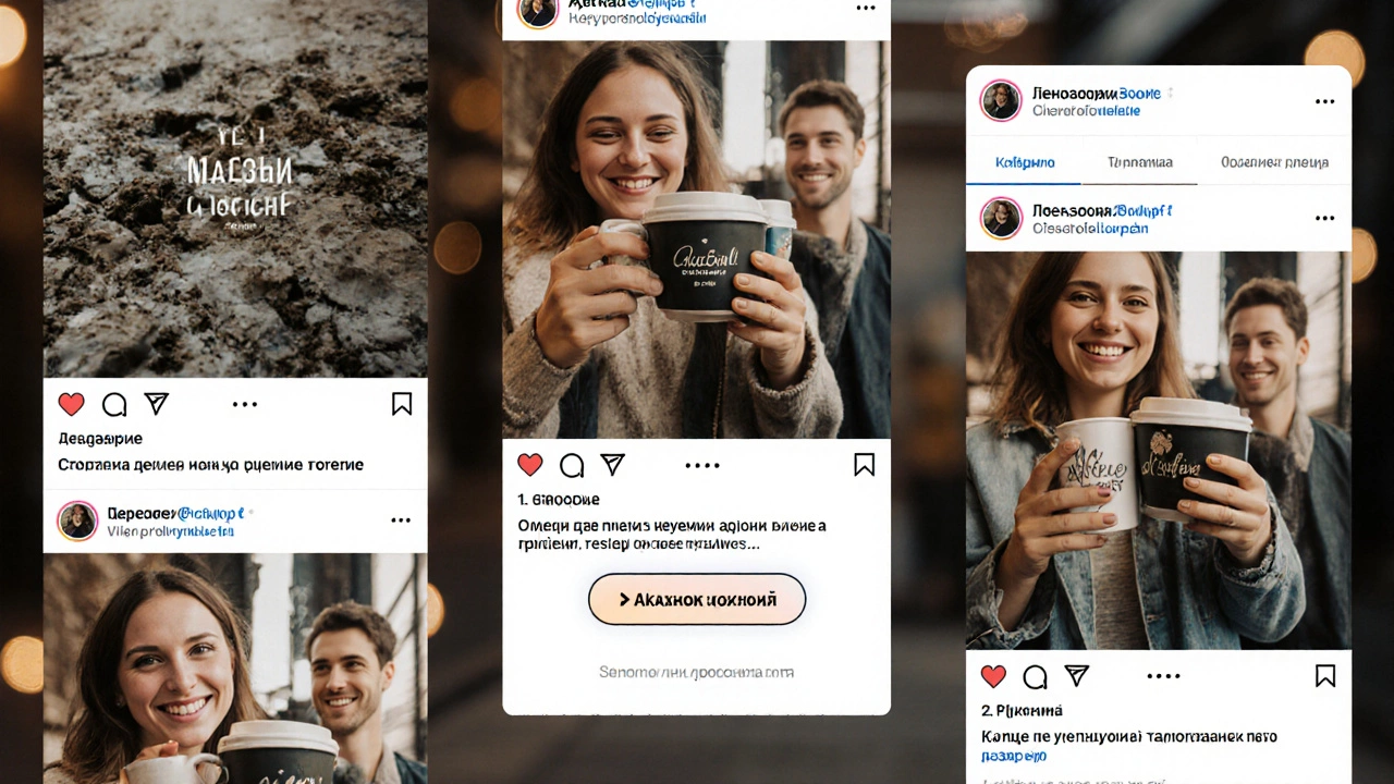 Инстаграм-профиль дизайнера с примерами брендов кофейни до и после дизайна.