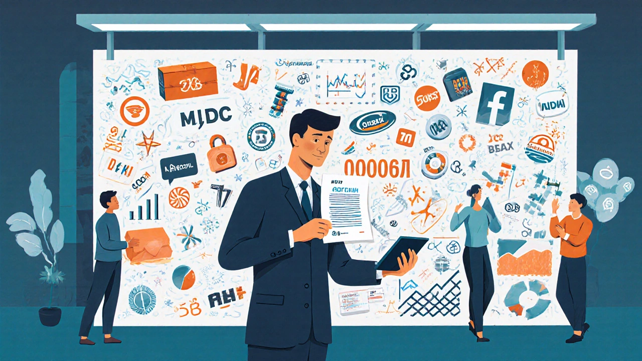 Топ-дизайнер стоит перед стеной логотипов и упаковки, держит контракт на 2 миллиона рублей.