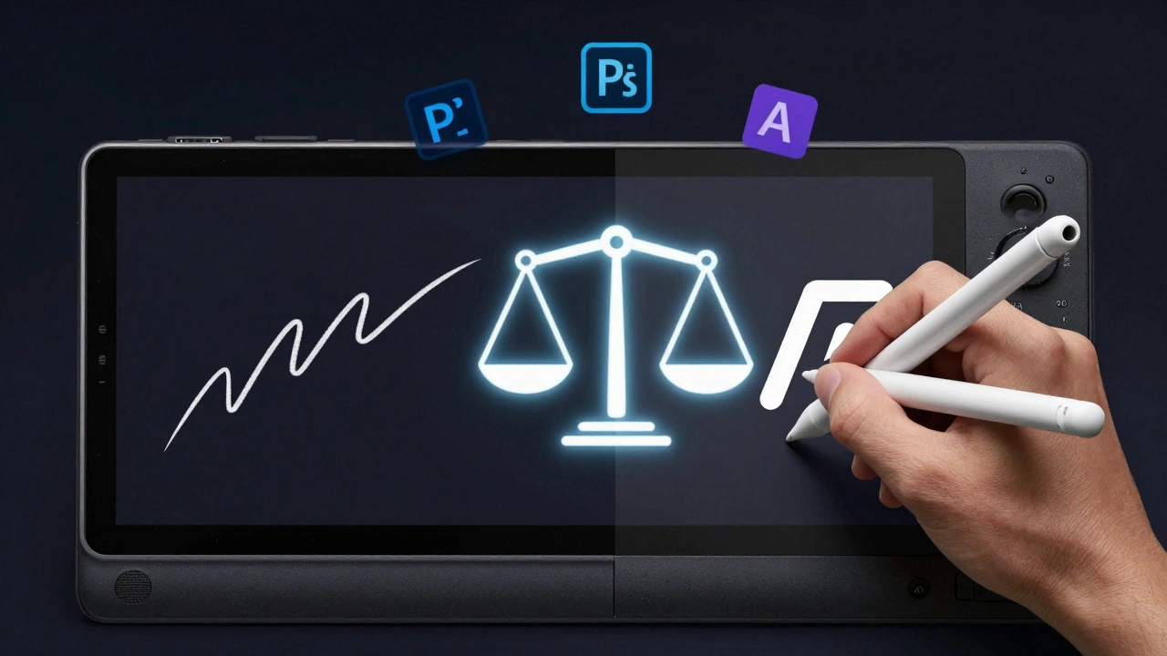 Сравнение точности: дешевый планшет слева, профессиональный Huion — справа.