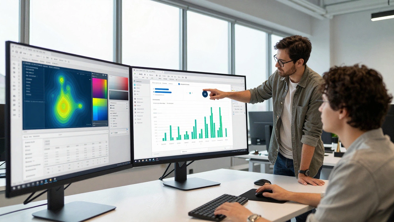 Команда продуктового дизайнера анализирует данные поведения пользователей на экранах