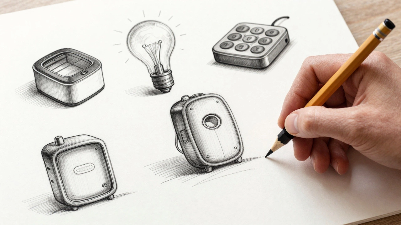 Смешанный стиль: ручные эскизы и гиперреалистичные 3D-объекты, сливающиеся в едином дизайне под мягким светом.