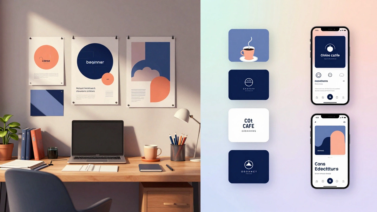Сравнение: хаотичные начальные работы слева и профессиональный портфолио справа.