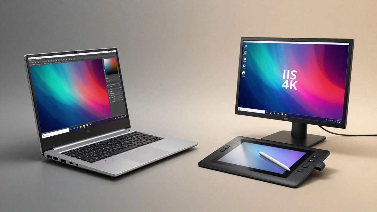 Сравнение устаревшего и профессионального рабочего места для графического дизайнера.