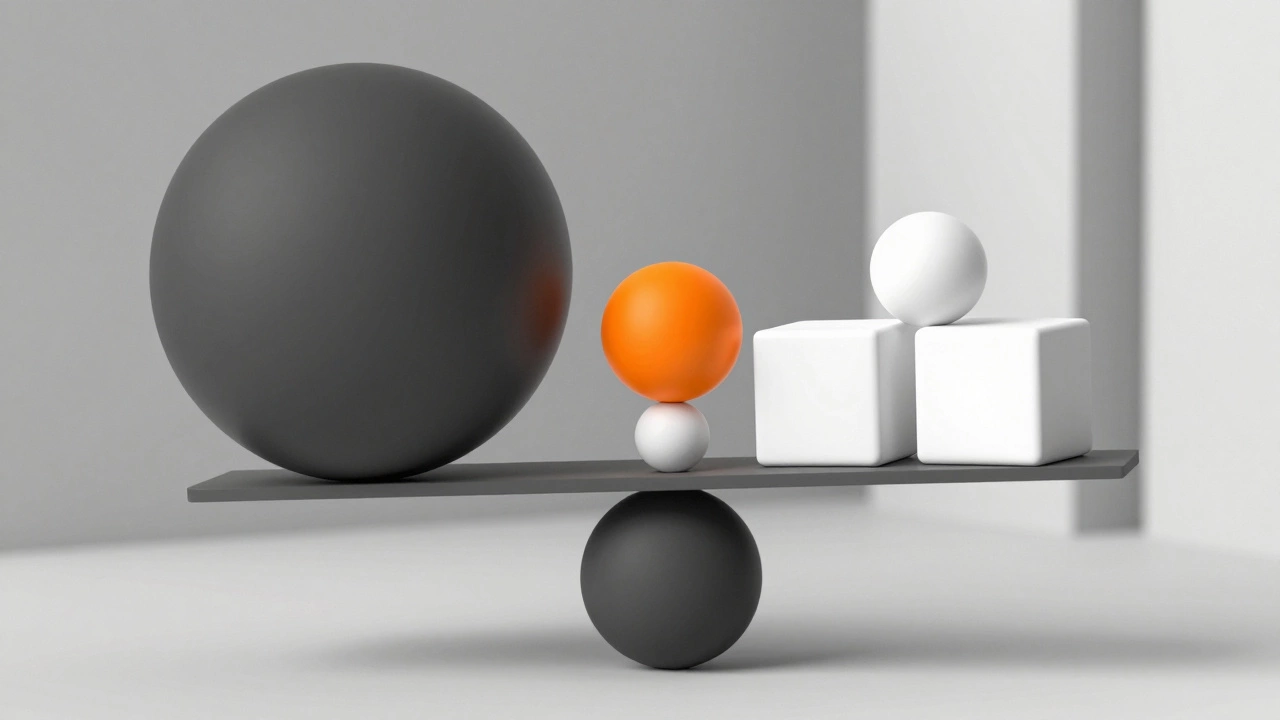 3D-иллюстрация с геометрическими фигурами, демонстрирующая баланс и контраст