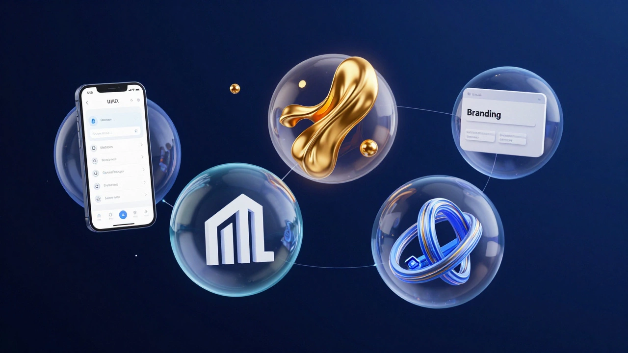 Голограммы с примерами UI/UX, моушн-дизайна, брендинга и 3D-графики