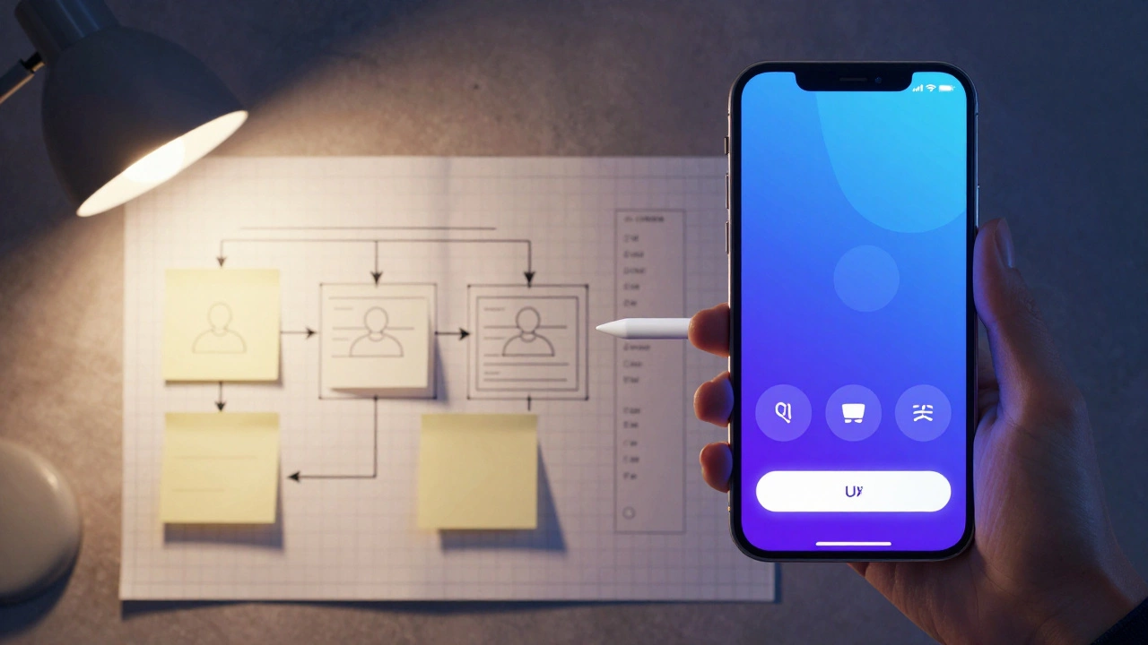 Визуализация UI/UX дизайна: схемы и интерфейс смартфона